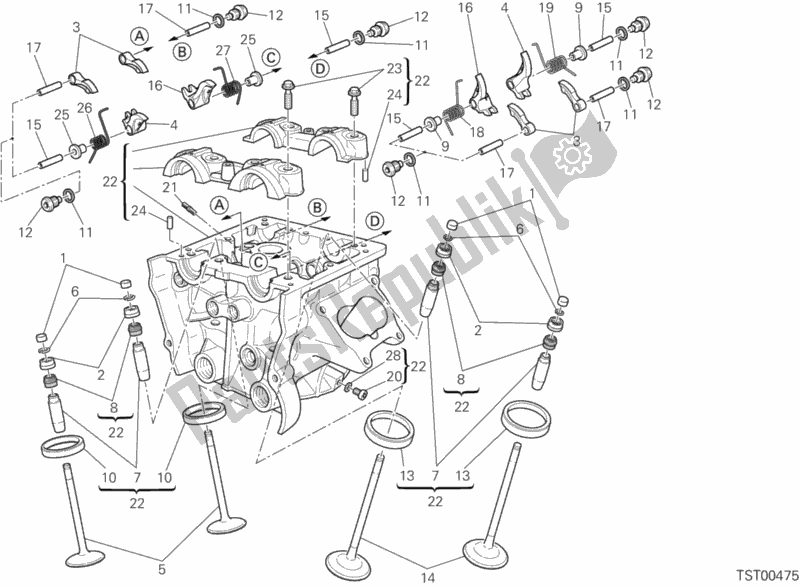 Alle onderdelen voor de Verticale Cilinderkop van de Ducati Multistrada 1200 S Touring Brasil 2014